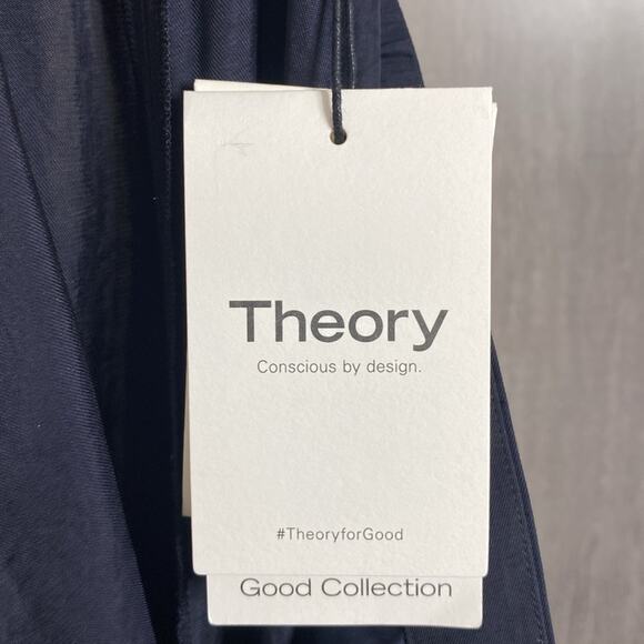NWT Theory Wide Crop Pant in Washed Twill in Dark Navy - Picture 5 of 9
